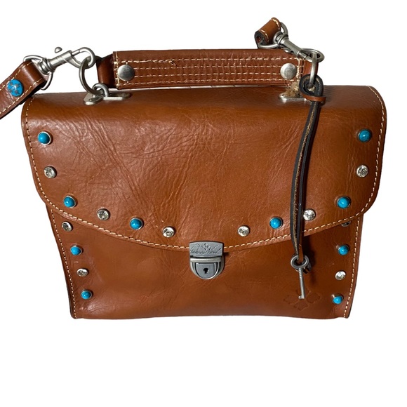 Patricia Nash Simona leather crossbody bag turquoise and diamond beaded - Picture 3 of 15